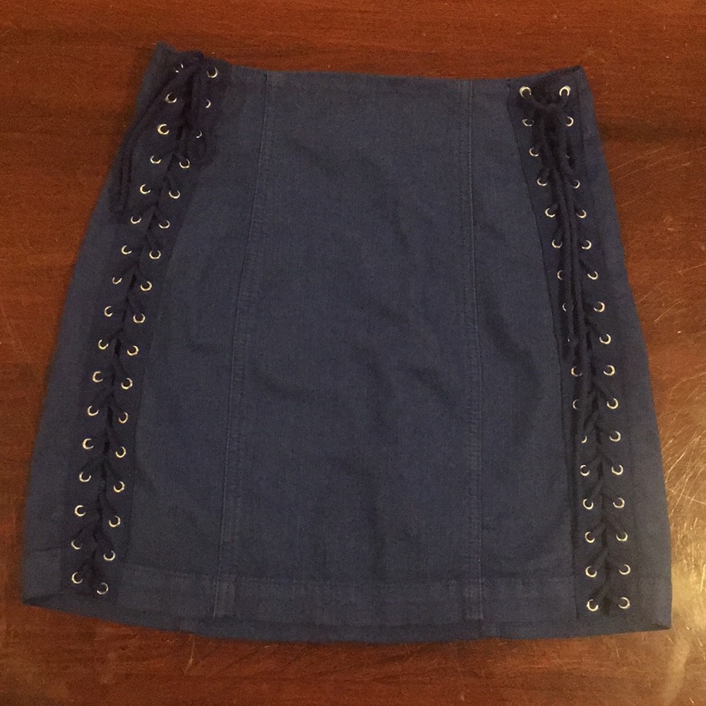 Carmar Denim Blue Mini Jean Skirt Size 26 Lace Up